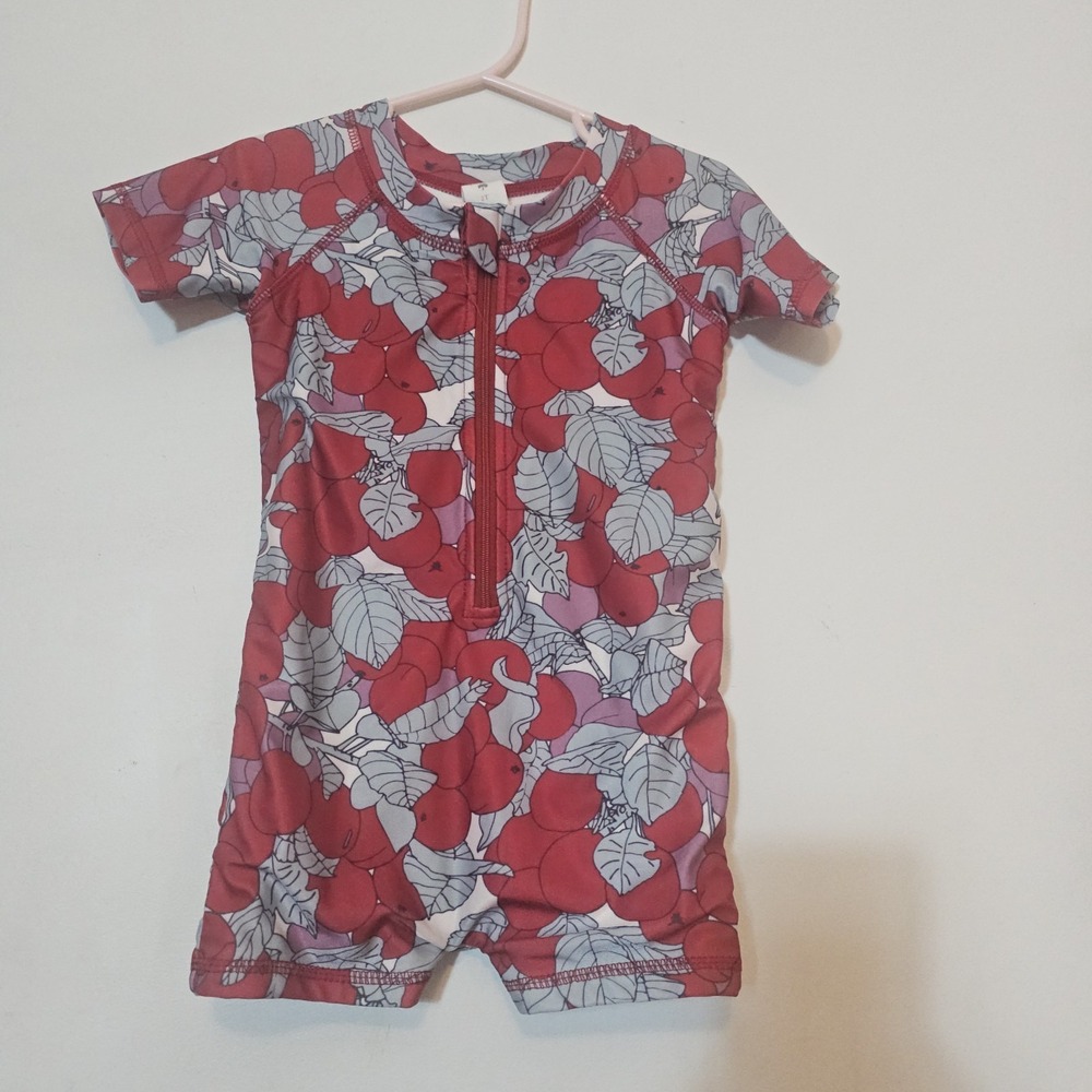 Kate Quinn One Piece Kids Swimsuit Red Floral Poppy Print Summer Beach Pool